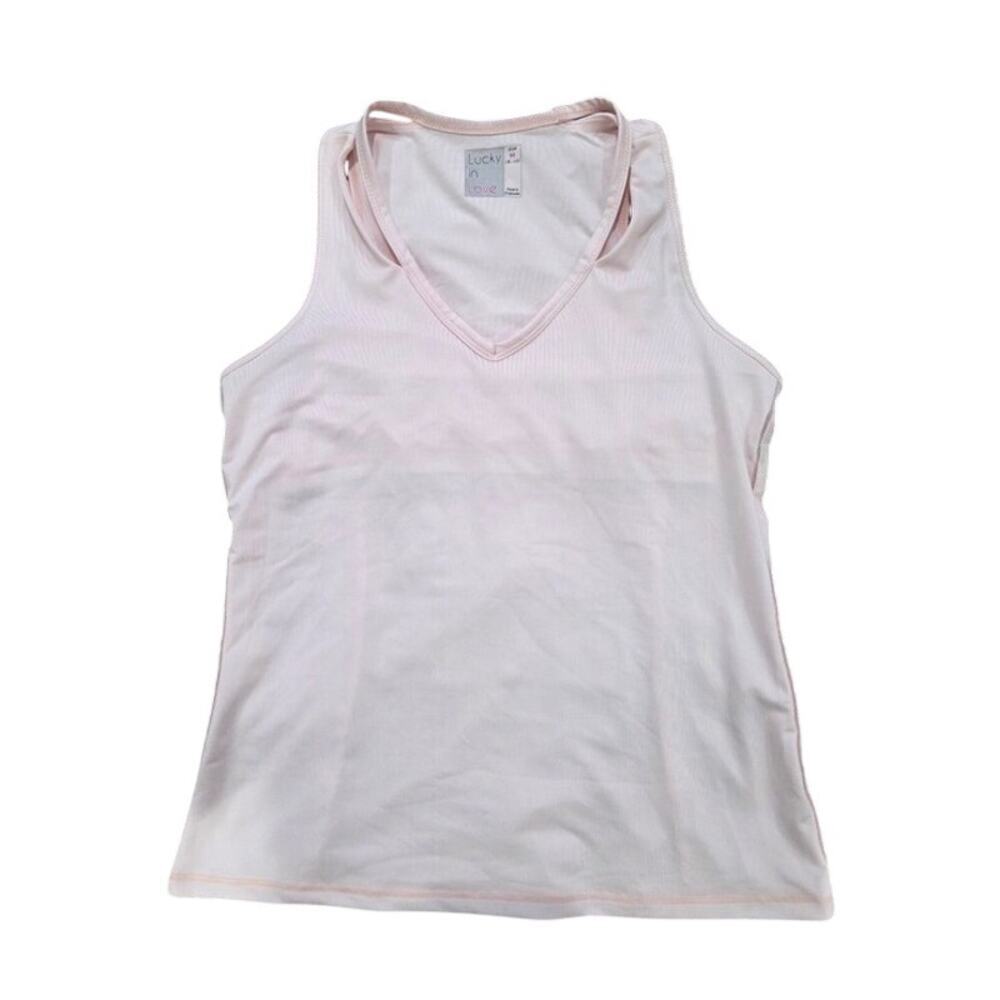 Lucky In Love Double Strap Shoulder Top Pink Women's Sleeveless Size M 8-10